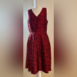 WHBM Rose-Print Jacquard Fit-And-Flare Dress